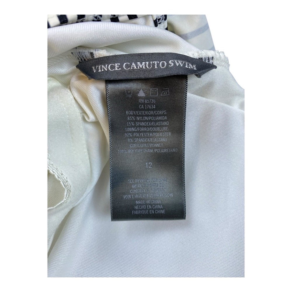 Vince Camuto Bathing Swimwear Womans Sz‎ 12 Stripes White Black Print Swimsuit - Picture 8 of 10